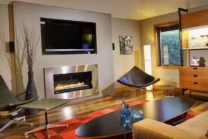 Дизайн гостьової кімнати з каміном