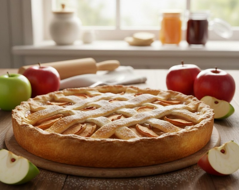 Яблучний пиріг на тонкому тісті